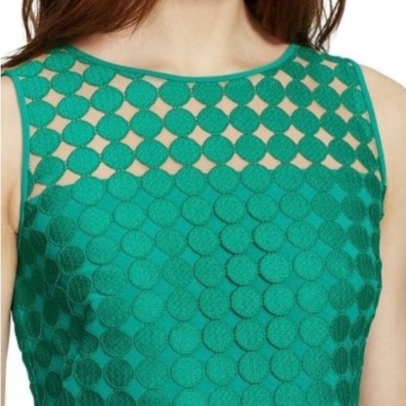 Ralph Lauren emerald green sheath dress laser cut circle overlay size 6 - Picture 2 of 12